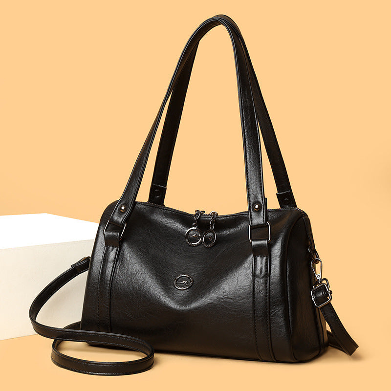 Women's Boston Pillow Soft Leather Leisure Commute Large Capacity Women's Messenger Bag