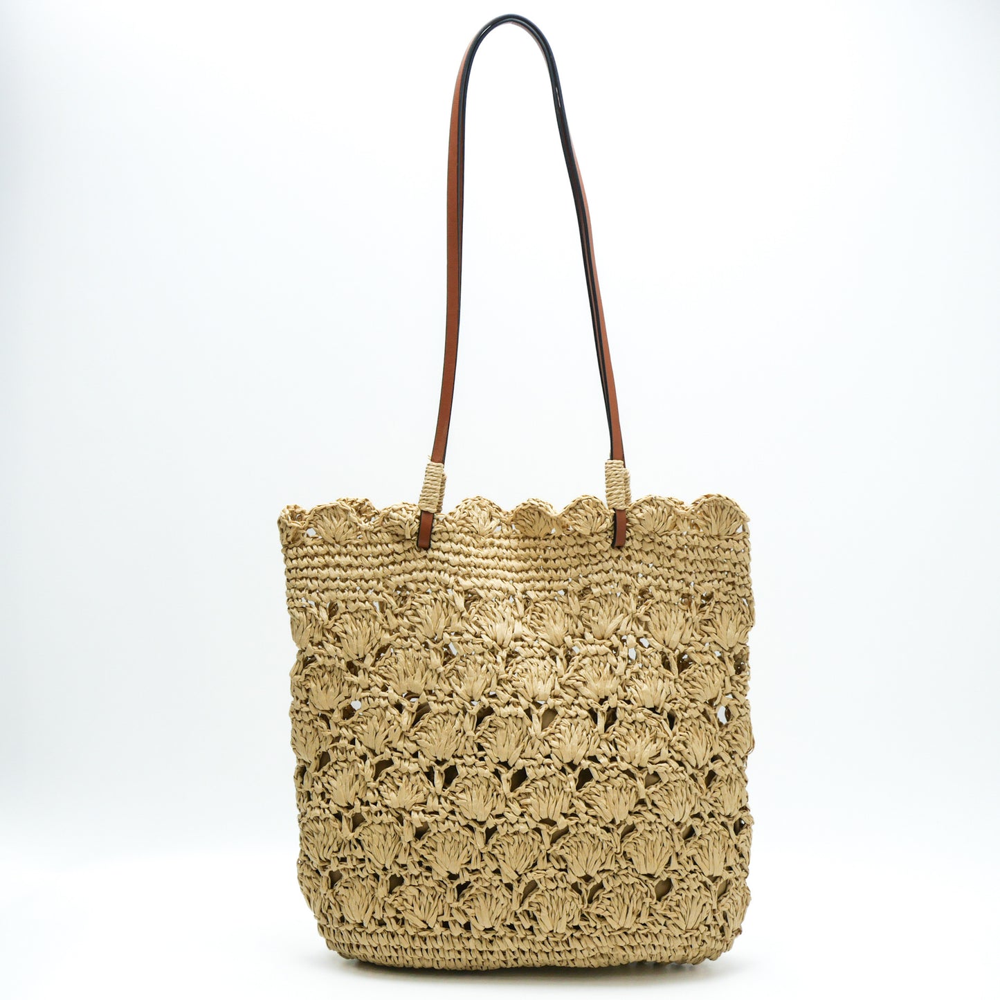 Women's Hollow Straw Handmade Crochet Woven Large Capacity Portable Seaside Tote Bag