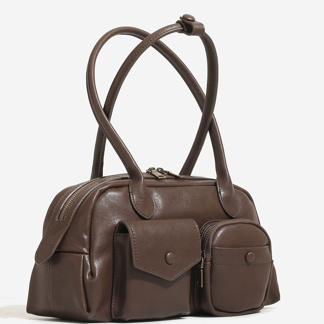 Beautiful Suede Bowling High-grade Portable Boston Underarm Bag