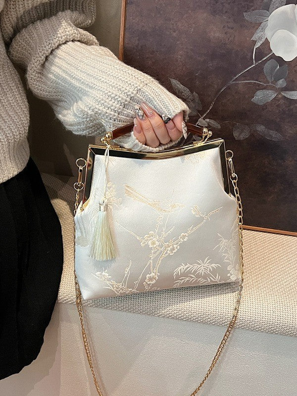 Women's High-grade Retro Yarn Portable Tassel Chinese Single Cheongsam Handmade Purses