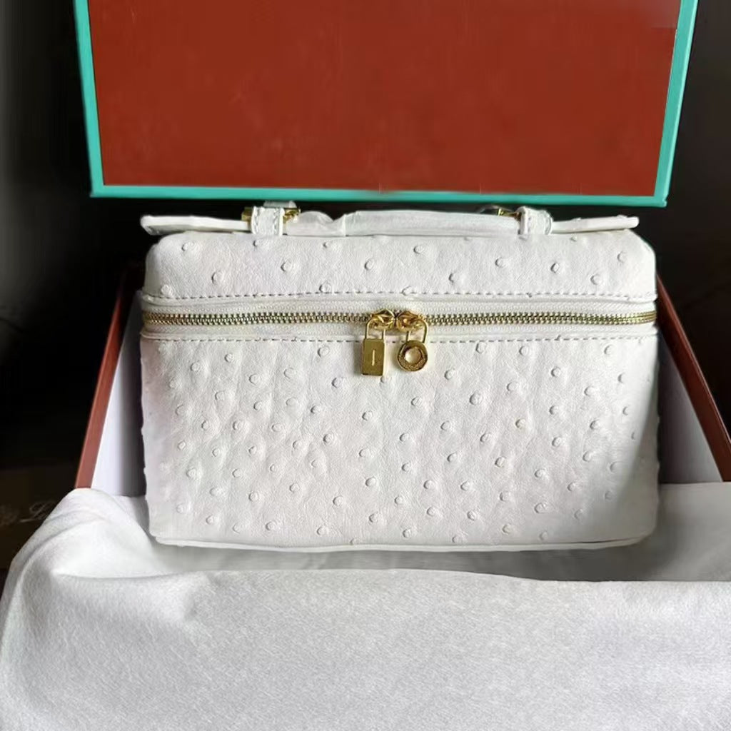 Outside Leather Ostrich Grain Cowhide Lunch Women's Handbag
