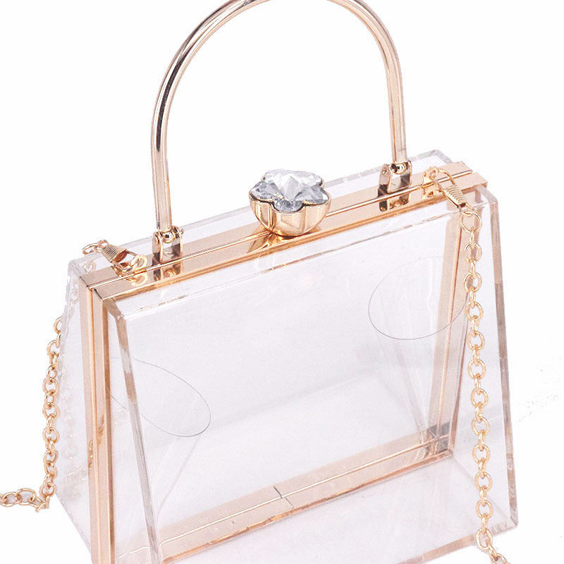 Dinner Inlaid Diamond Acrylic Transparent Creative Hand Carrying Coin Purses