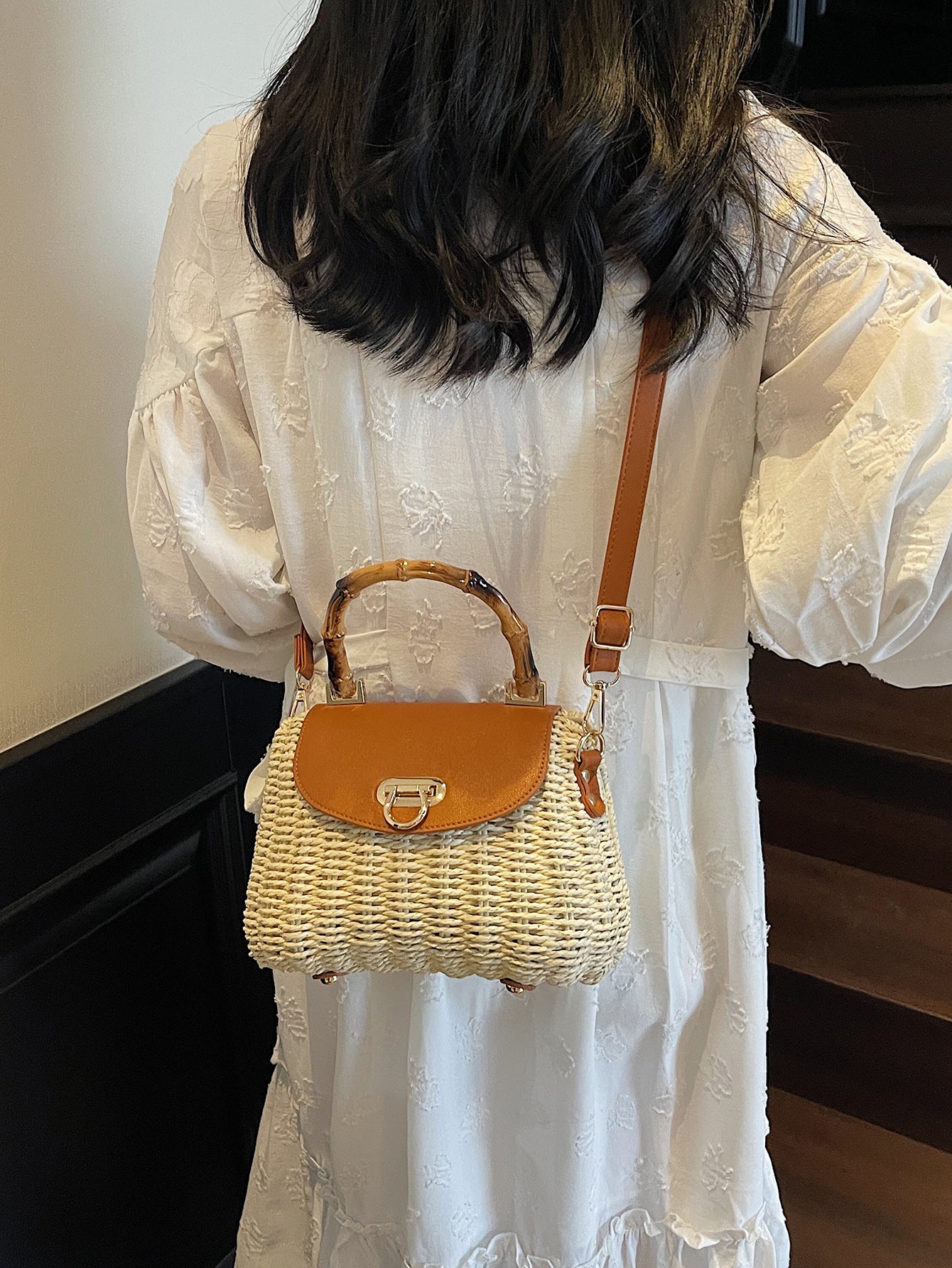 Women's Mori Style Retro Straw Woven Bamboo Vacation Bags