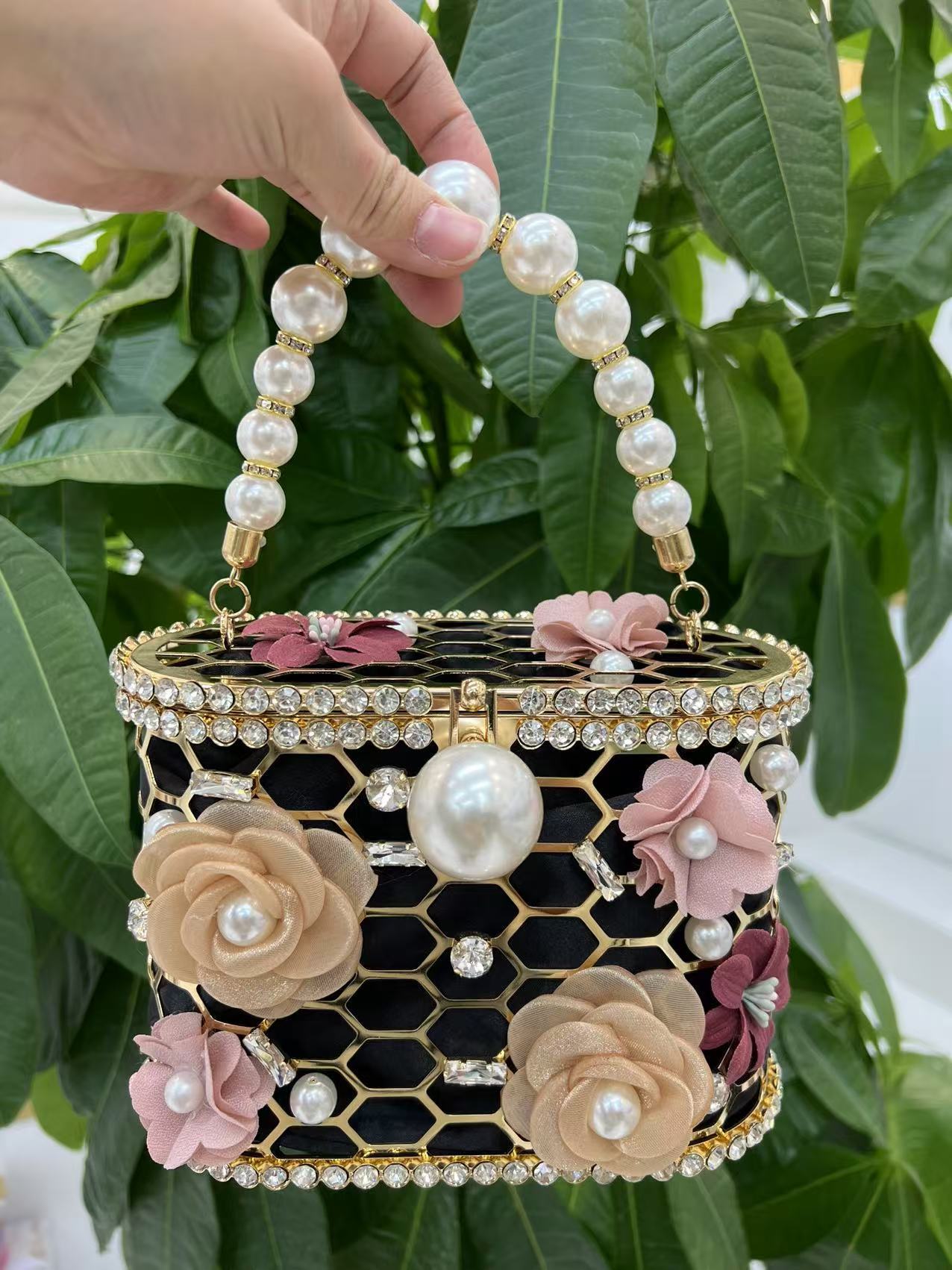 Women's Full Diamond Floral Decorations Portable Fashion Women's Messenger Bag