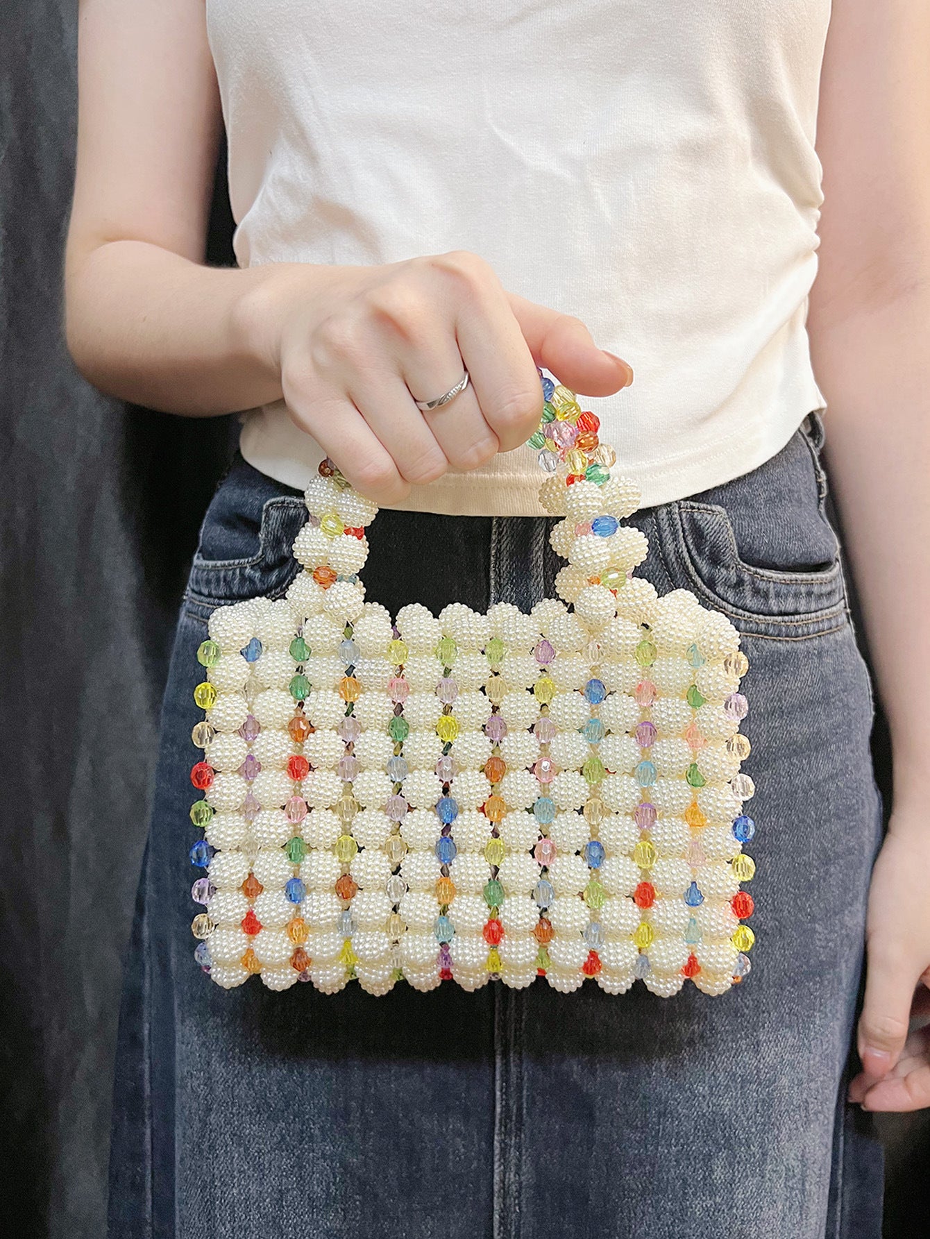 Handmade Beaded Waxberry Beads High-grade Niche Handbags