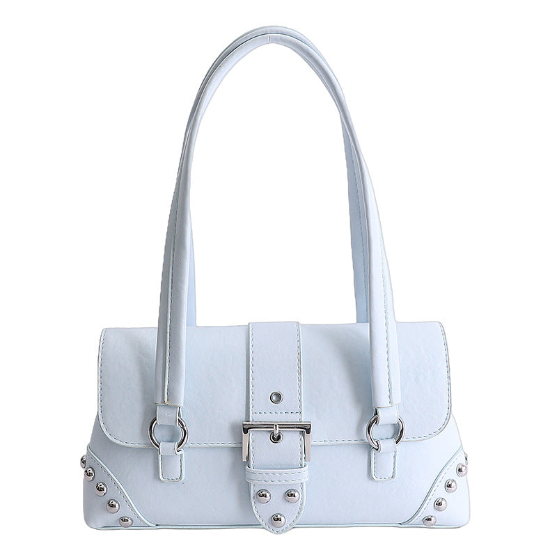 Niche Motorcycle Rivet Baguette Female Spring Fashion Large Capacity Daily Bags