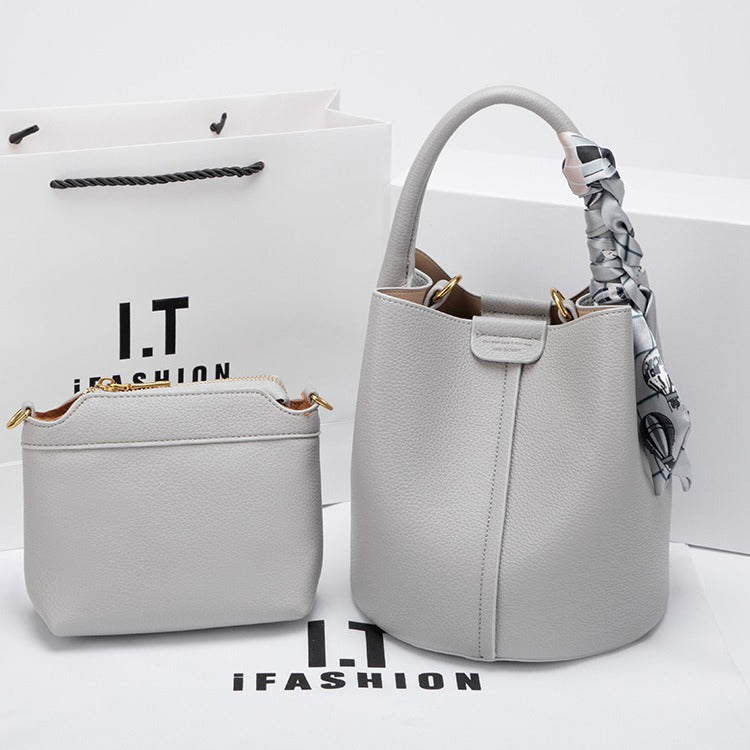 Women's Genuine Leather Made Korean Vegetable Basket Handbags