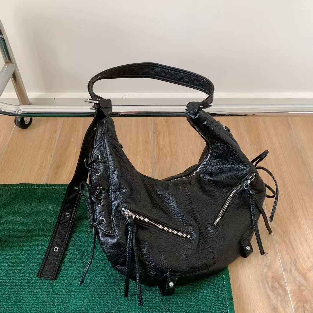 Punk Motorcycle Black Hot Soft Metal Women's Messenger Bag