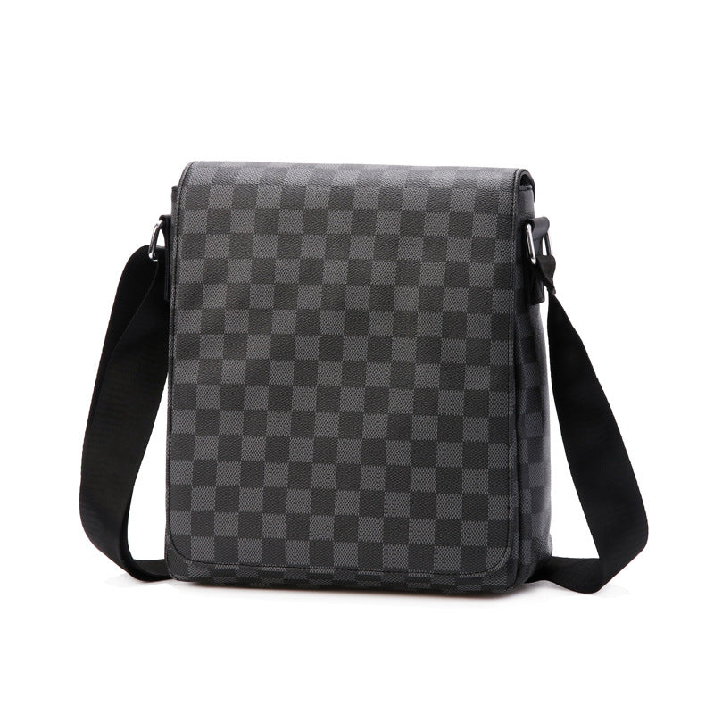 Men's Checkered Flap Horizontal Business Large Capacity Backpacks