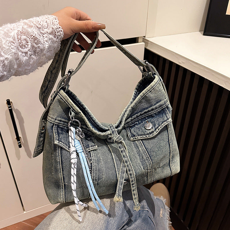 Women's Retro High-grade Denim Design Large Capacity Women's Shoulder Bag