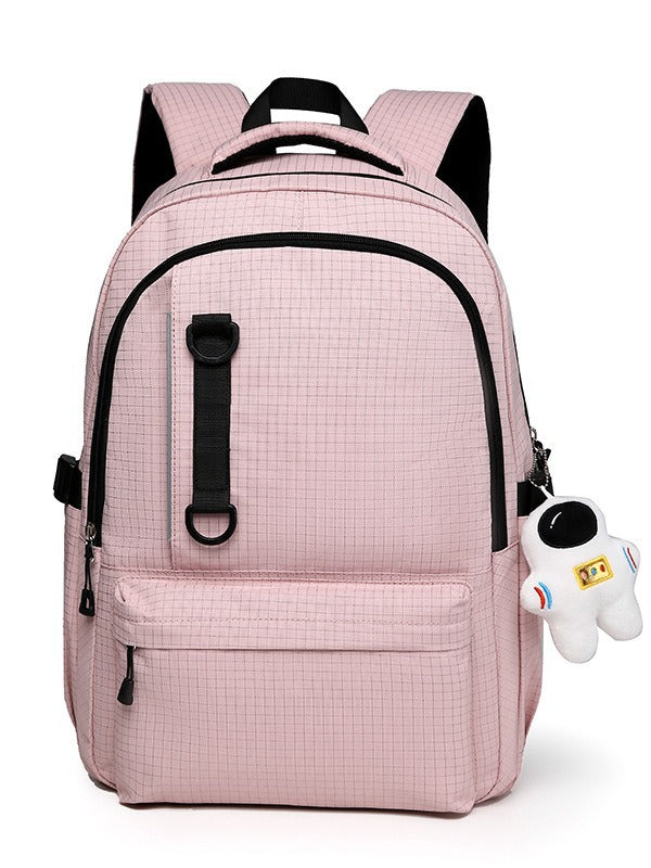 Korean Style Unisex Plaid Couple Large Capacity Backpacks