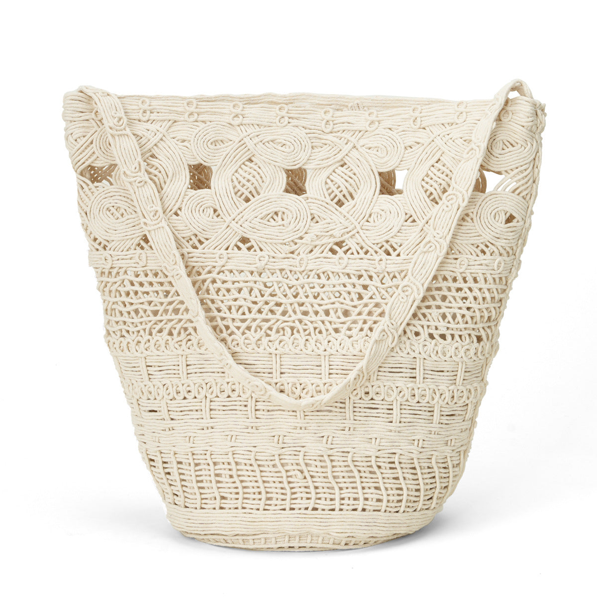 Women's High Quality Hollow Wax Rope Hand-woven Underarm Bucket Bag
