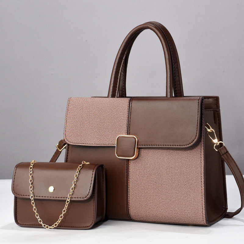 Fixed Large Capacity Contrast Color Embossed Fashion Handbags