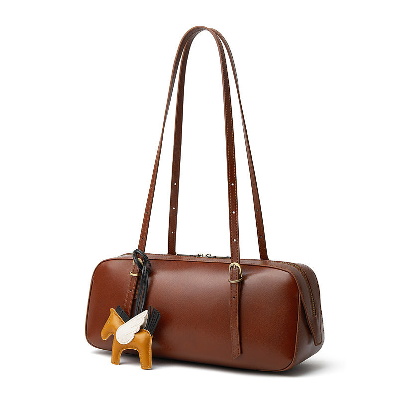Women's Leather Underarm Retro Bowling Niche Vegetable Bags