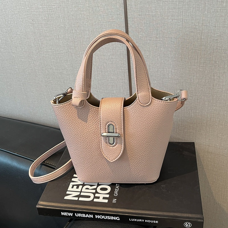 Niche Solid Color Design Advanced Sweet Western Style Trendy Bucket Bag