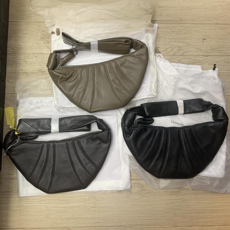 High-quality Croissant Korean Style Sheepskin Knotted Genuine Women's Messenger Bag