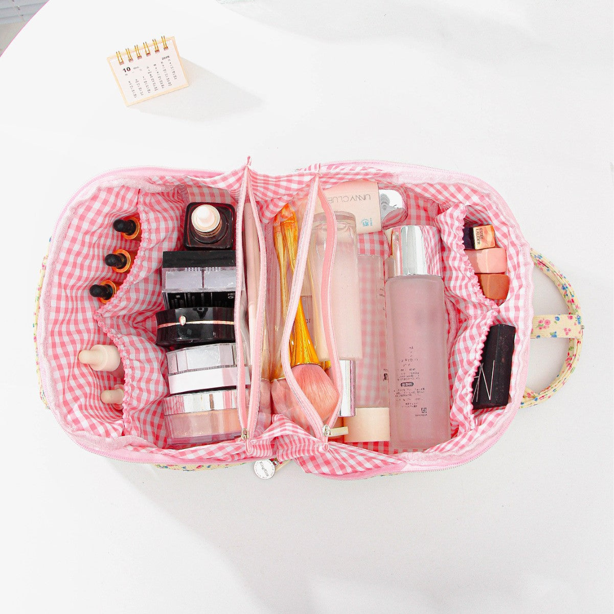 Women's Daily Floral Wash Portable Cosmetics Storage Large Makeup Bag