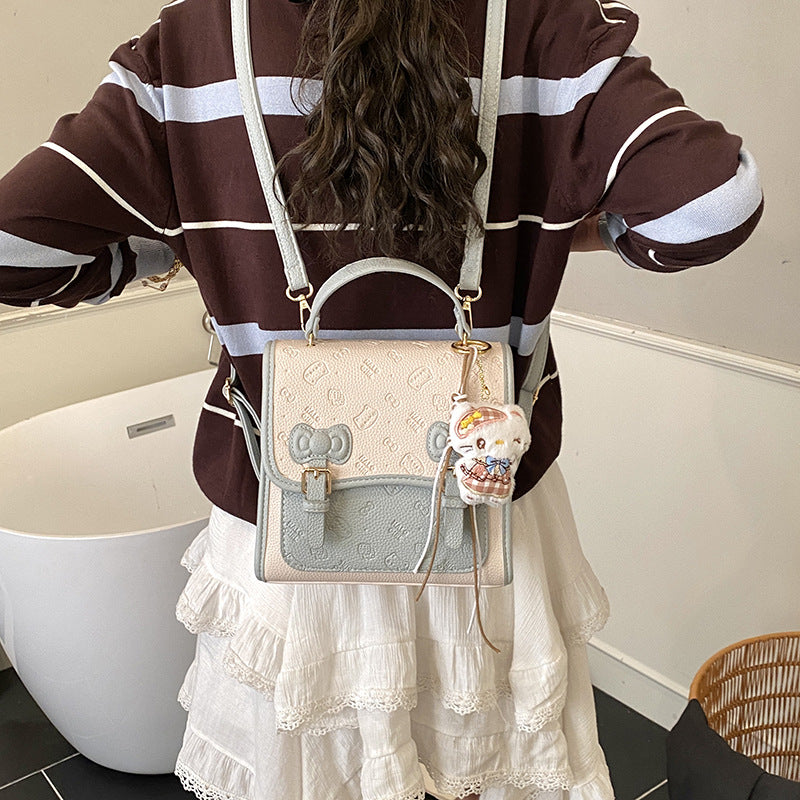 Women's Embossed Bow Korean High Sense Sweet Women's Backpack