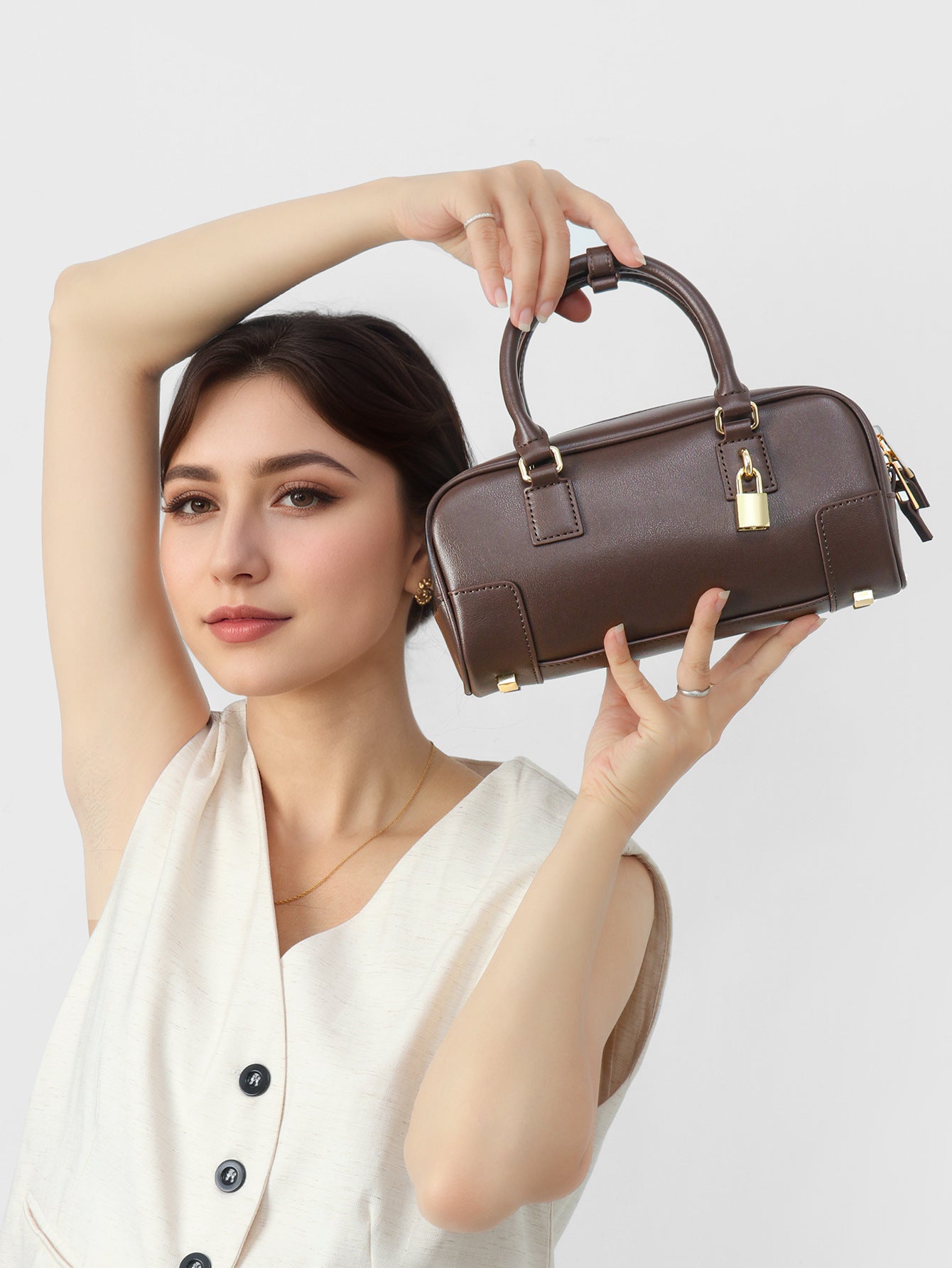 Women's Design Genuine Leather Retro Underarm Bowling Shoulder Bags