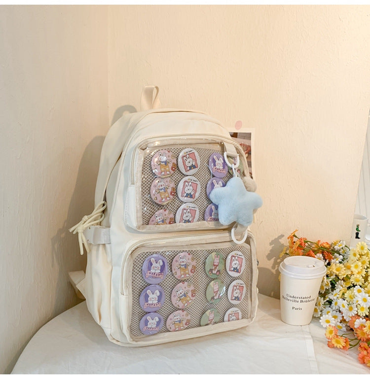 Large Capacity Transparent Korean Style Mori College Primary Secondary Decorative Backpacks