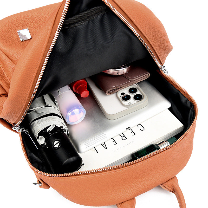 Women's Fashion Large Capacity Soft Leather Trendy Women's Backpack