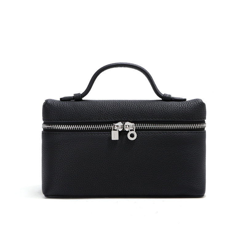 Women's Layer Cowhide Lunch Box Genuine Leather White Women's Shoulder Bag