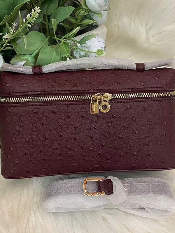 Outside Leather Ostrich Grain Cowhide Lunch Women's Handbag