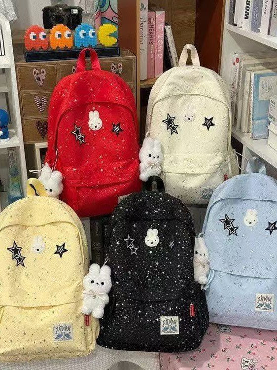 Polka Dot Star Printed Korean Style Women's Backpack