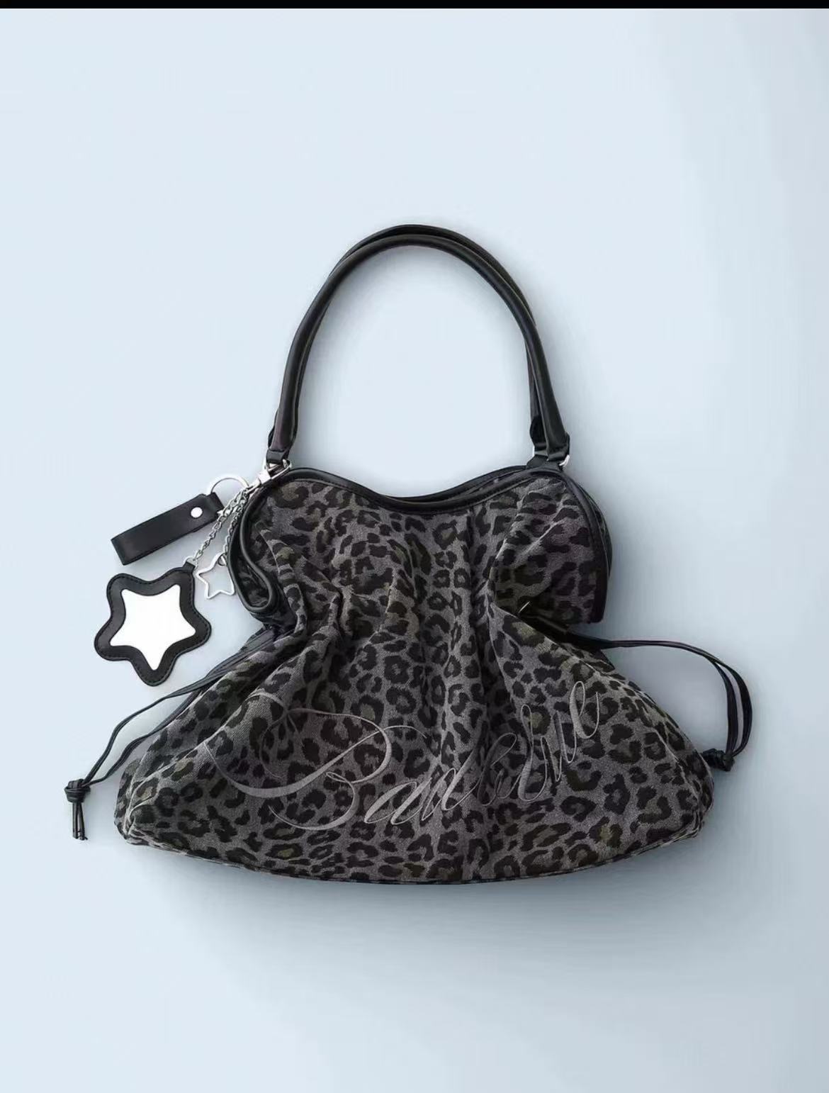 Women's Vintage Leopard Print Large Capacity Underarm Bag