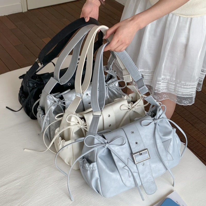 Sweet Cool Style Drawstring Female Design Pleated Underarm Women's Messenger Bag