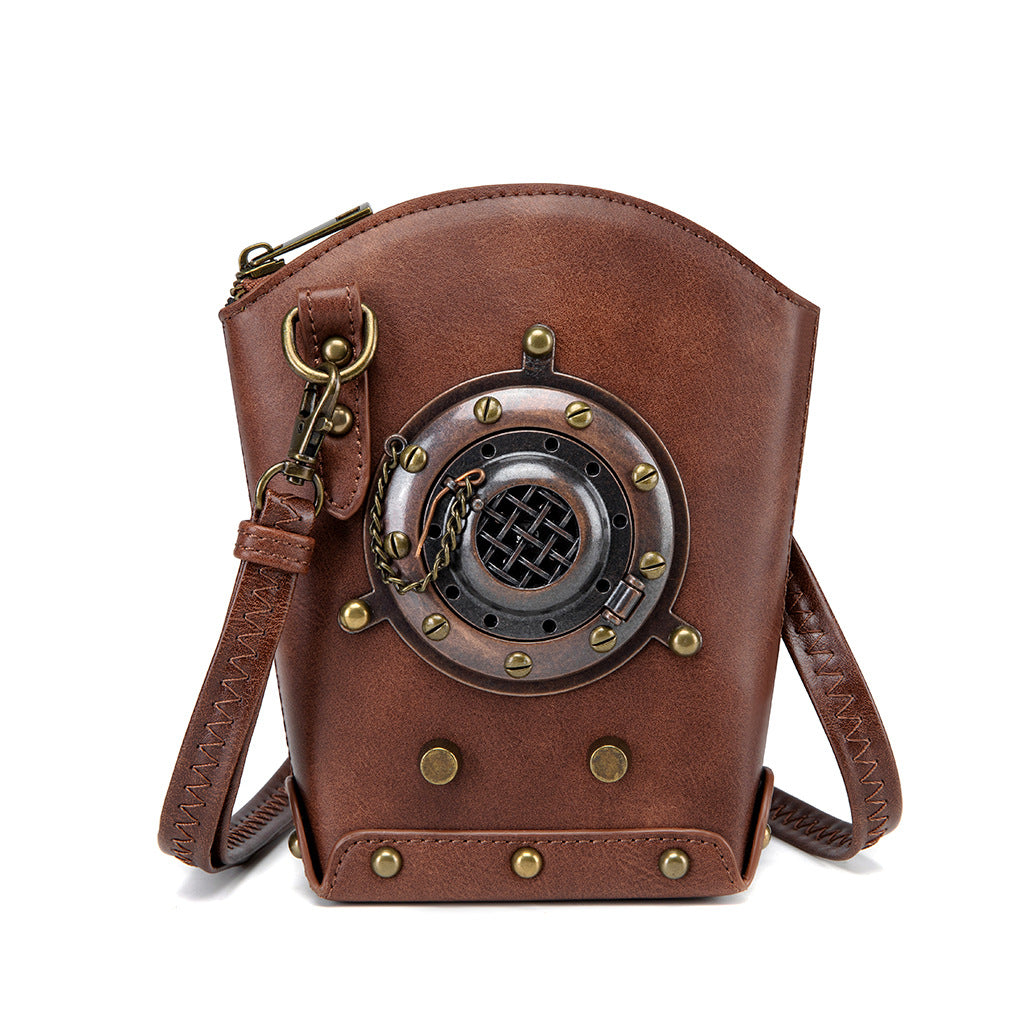 Women's Medieval Contrast Color Leather Industrial Retro Small Square Bags
