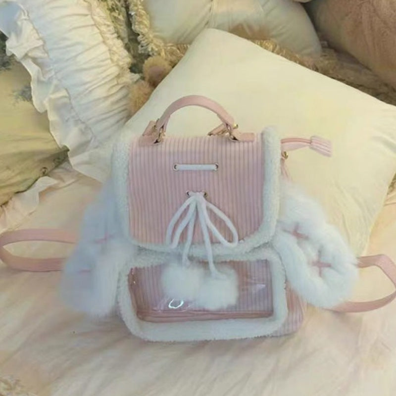 Pink Rabbit Ears Simple Large Capacity Women's Backpack