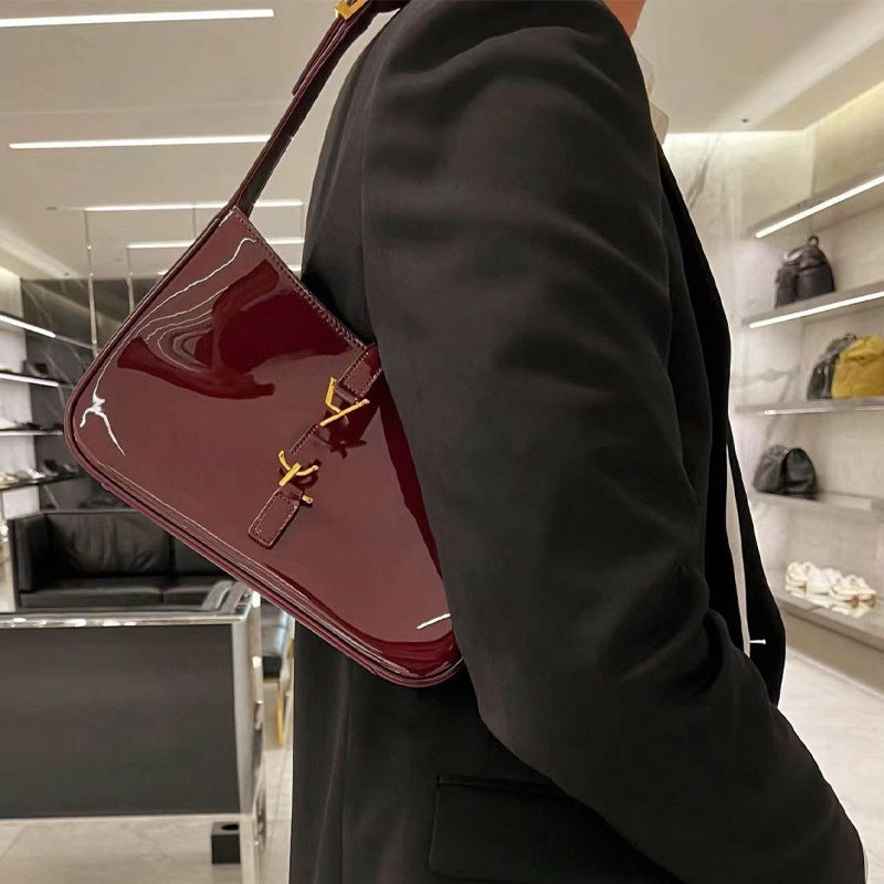 Light Luxury Patent Leather Shiny Temperament Wild High Sense Niche Underarm Bag