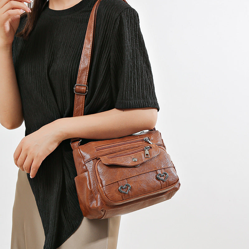 Women's Soft Leather Fashion Retro Large Capacity Shoulder Bags
