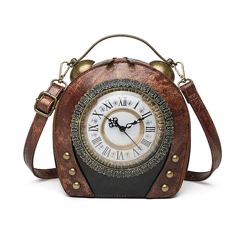 Women's Retro Portable Packaging Battery Walking Clock Women's Handbag