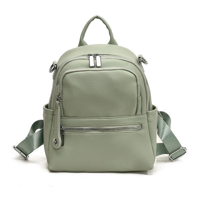 Women's Solid Color Soft Leather High-grade Fashion Trendy Lightweight Women's Backpack