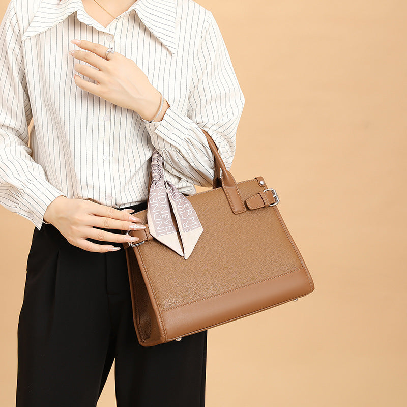 Women's Fashion Large Capacity Simple With Silk Scarf Women's Messenger Bag