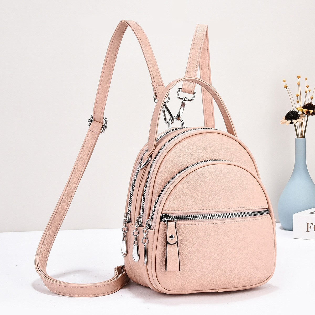 Women's Textured Preppy Style Trendy Korean Women's Backpack