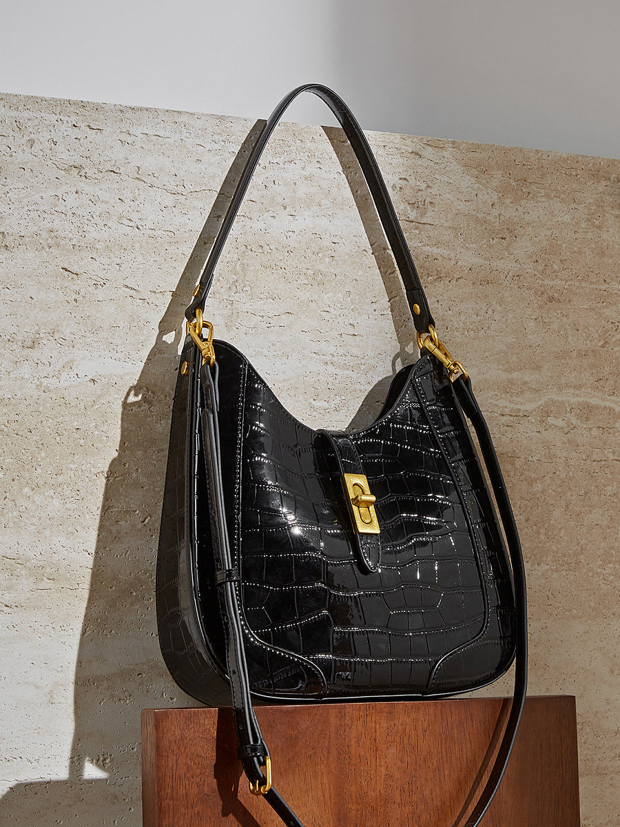 Women's Design Large Capacity Crocodile Pattern Patent Bags