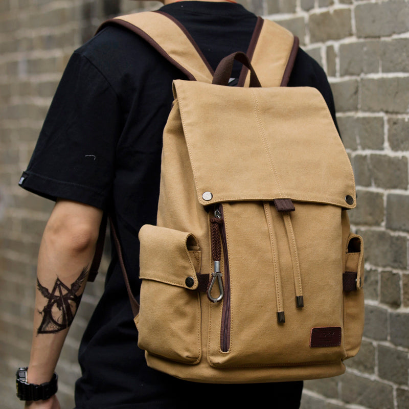 Men's Canvas Trendy Large Capacity Computer Leisure Backpack