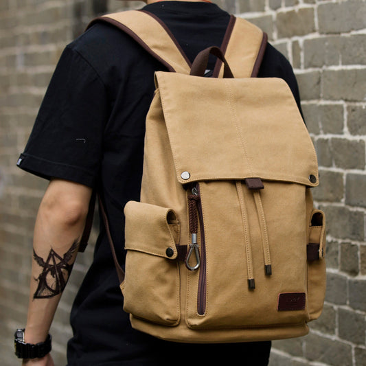 Men's Canvas Trendy Large Capacity Computer Leisure Backpack