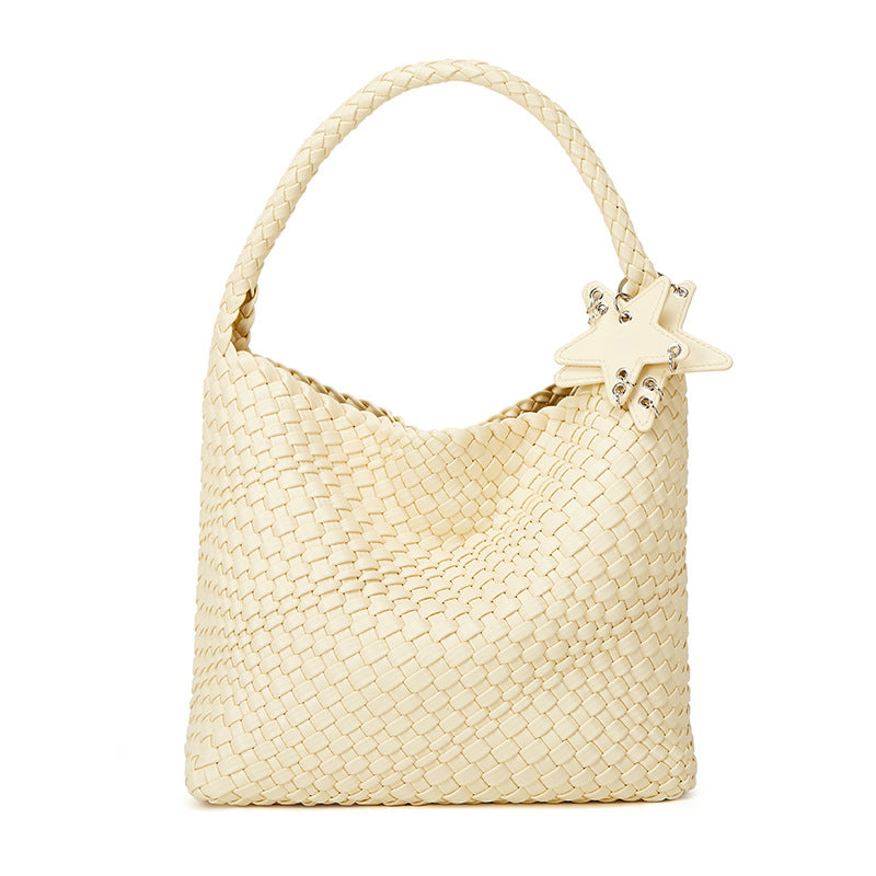 Women's Gun Medium Champagne Hand-woven Large Capacity Commuter Underarm Bags