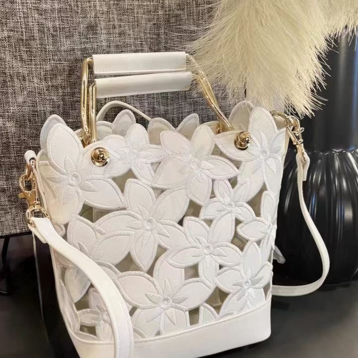 Women's French Style Woven Summer Lace Portable Women's Messenger Bag