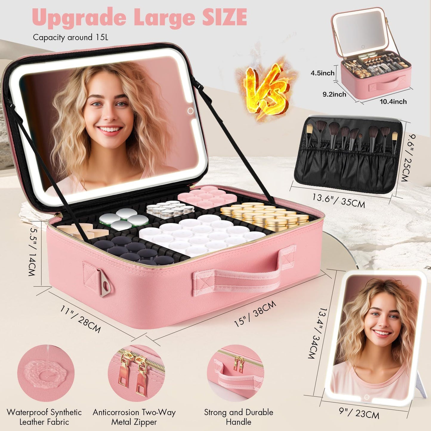 Capacity Skin Care With Mirror Light Simple Portable Tool Storage Cosmetic Bags