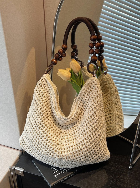 Women's Seaside Vacation Style Fashion Beach Woven Large Capacity Shoulder Bags