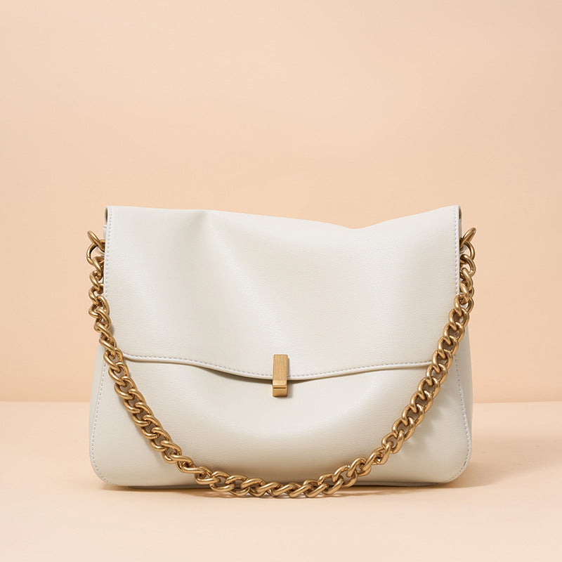 Cowhide Large Female Niche High-grade Chain Capacity Women's Shoulder Bag