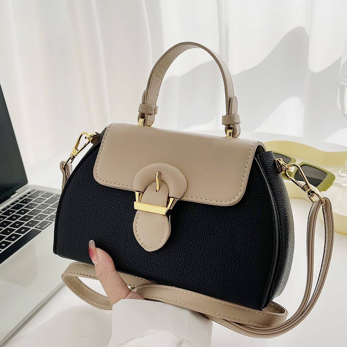 Women's Retro Color Contrast Patchwork Niche Design Women's Handbag