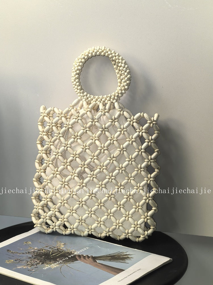 Beaded Wooden Bead Exquisite Woven Popular Acrylic Beads Hollow Out Women's Handbag
