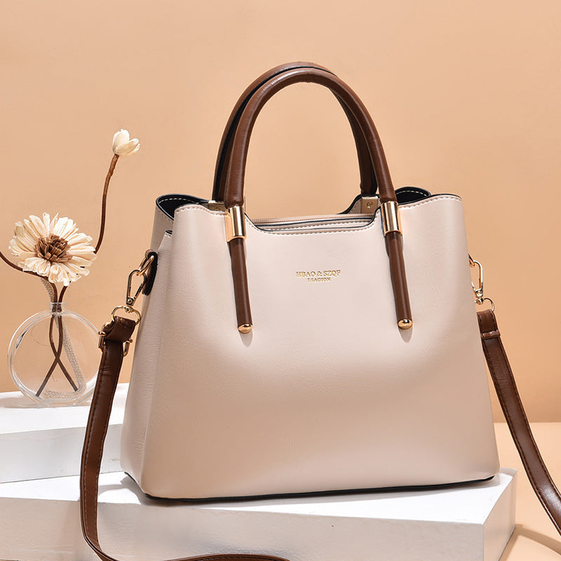 Women's Fashionable Soft Leather Large Capacity Elegant Mother Women's Handbag