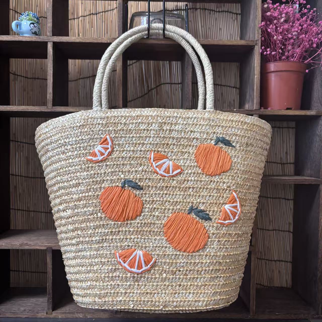 Women's Summer Woven Straw Seaside Vacation Weaving Embroidered Handbags
